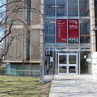 McMaster Health Forum - tower entrance